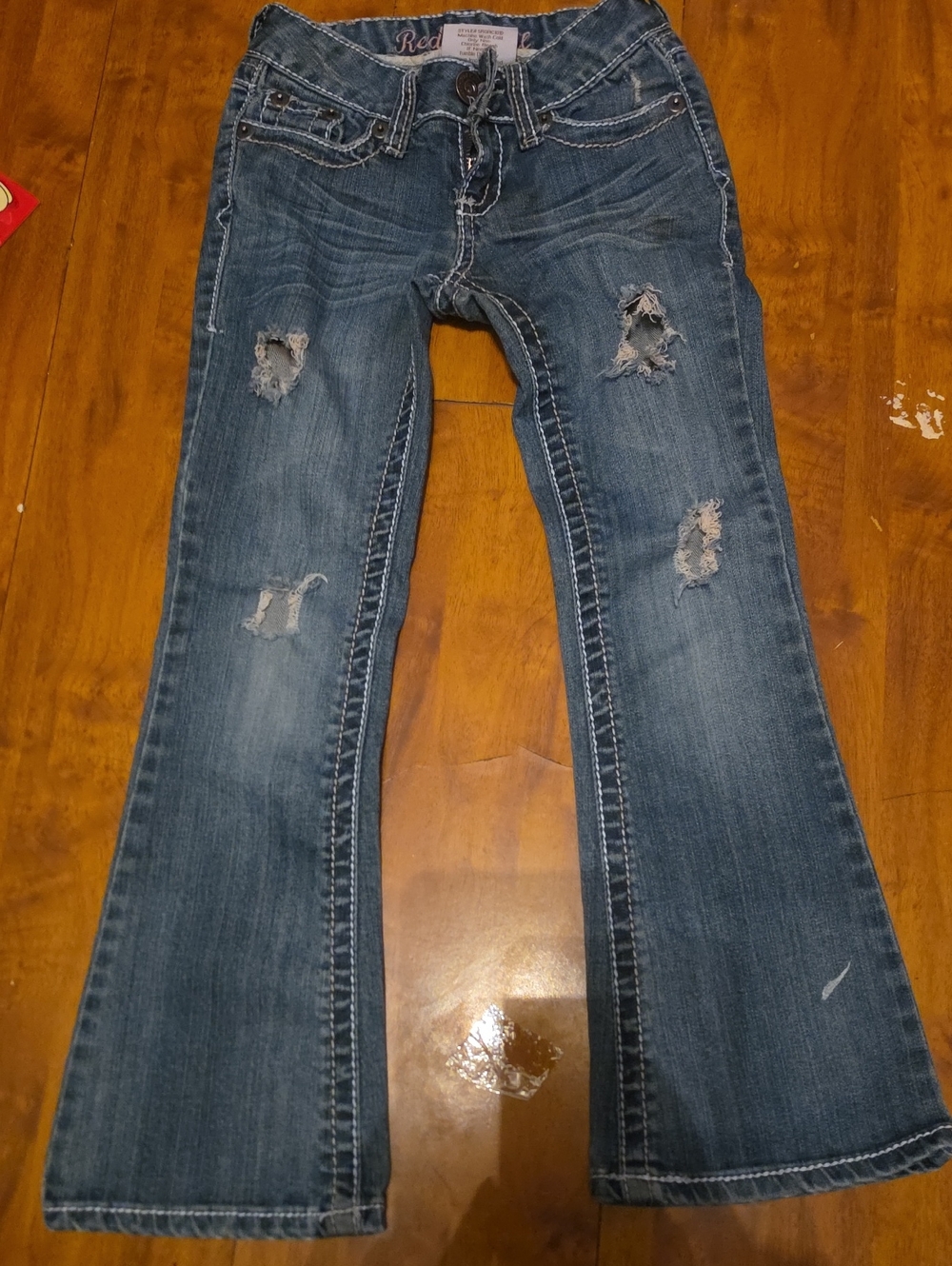 Distressed Bootcut Jeans - Blue